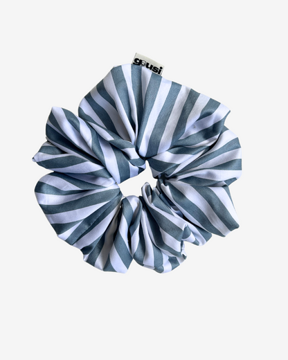 Turquoise white Striped Scrunchie