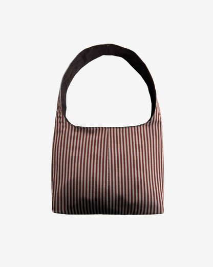 BROWN GREY STRIPED MINI BAG