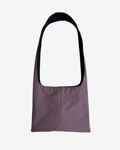 Red Grey Striped Medium Bag