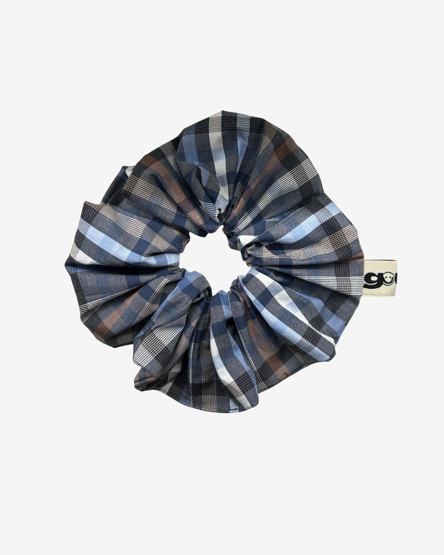 BLUE CHECKERED SCRUNCHIE
