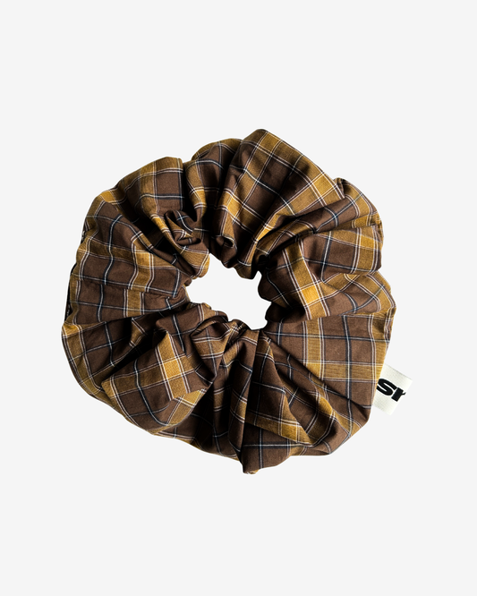 BROWN CHECKERED SCRUNCHIE