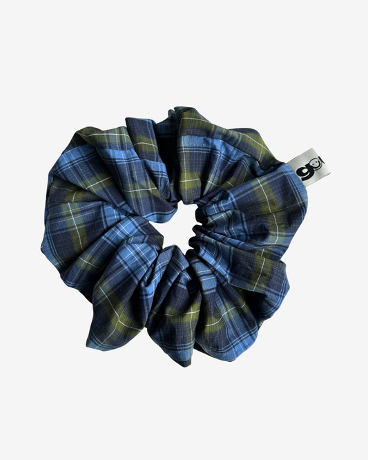 GREEN BLUE CHECKERED SCRUNCHIE