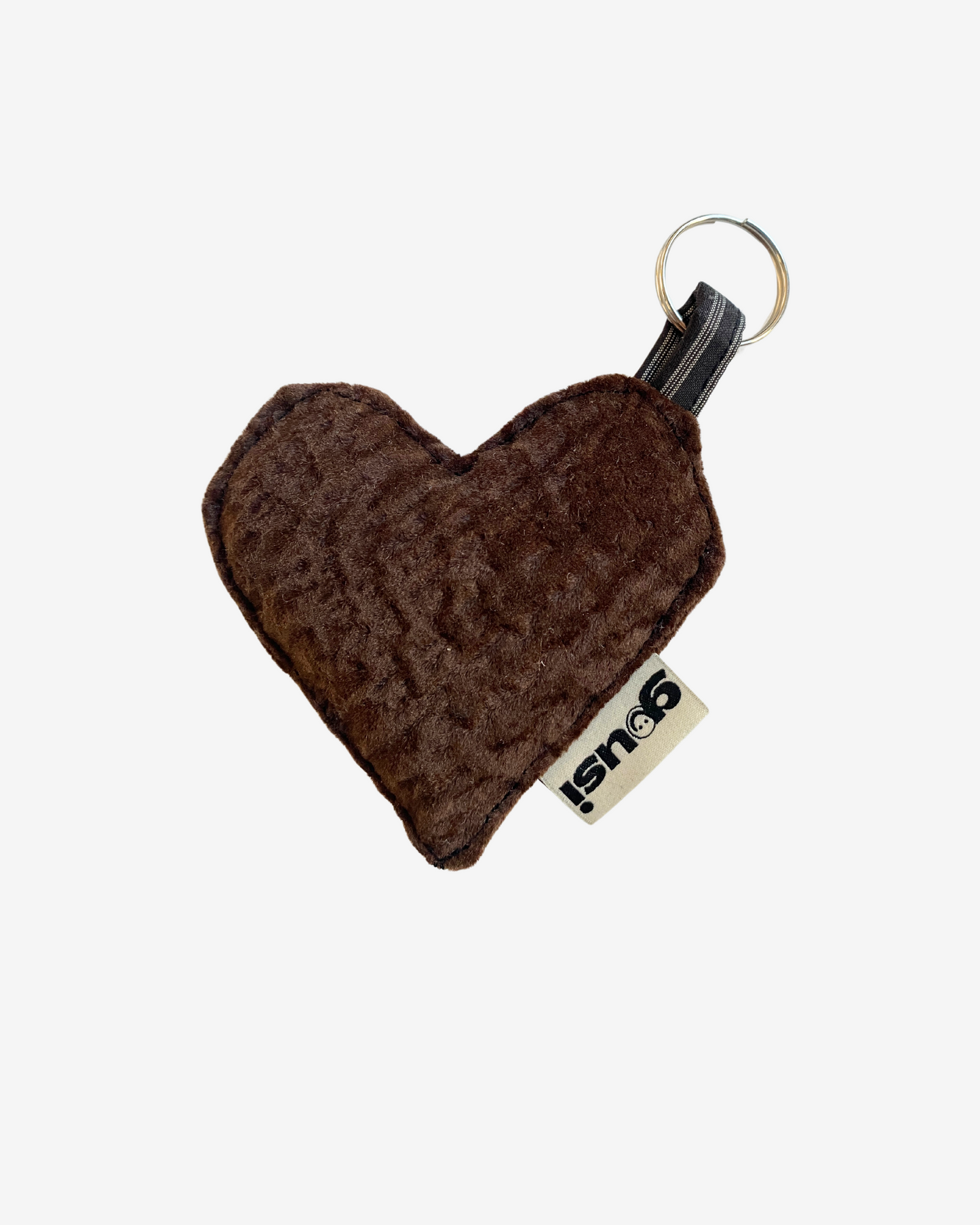 Brown Velvet HEART KEYCHAIN